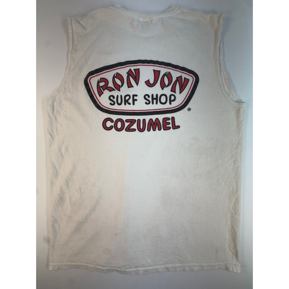 Ron Jon Surf Shop Cozumel Muscle Tee White Sleeveless Graphic Shirt Mens Large